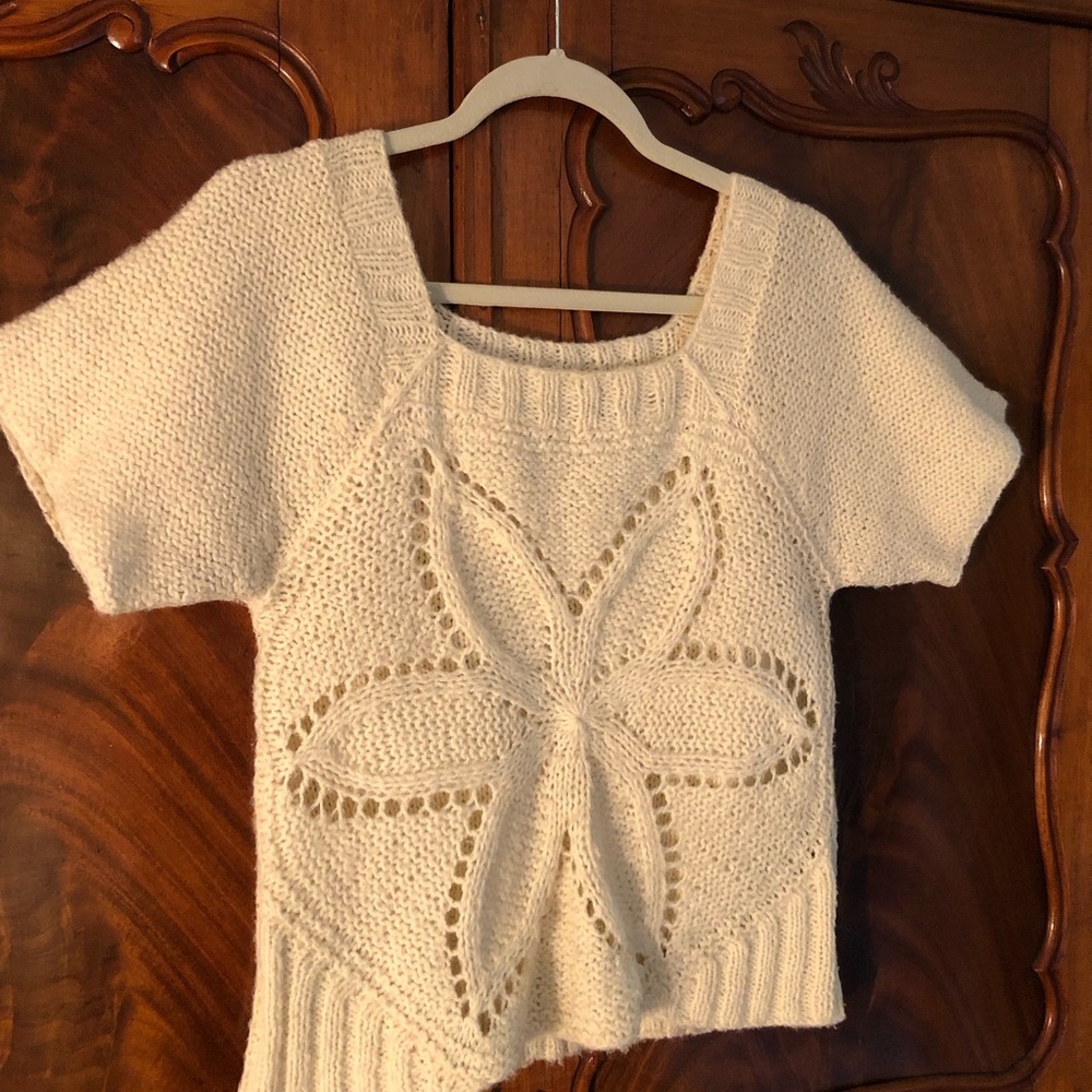 Kersh Cream Sweater with Floral Knit Design